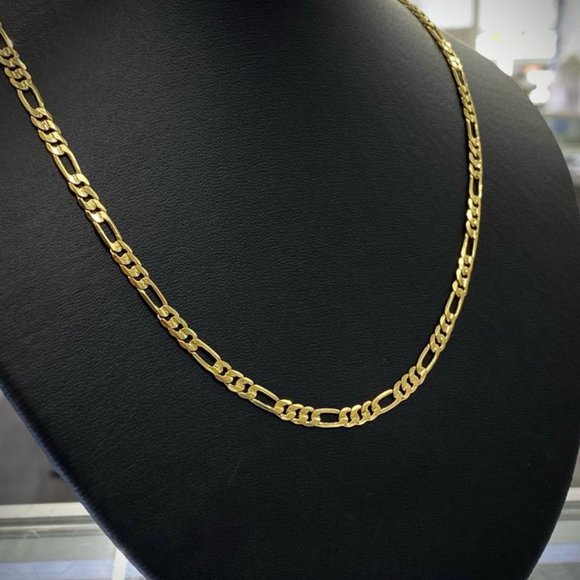14K Solid Gold Filled Figaro Chain Necklace for Mens and Womens Inches 4mm - Picture 4 of 10